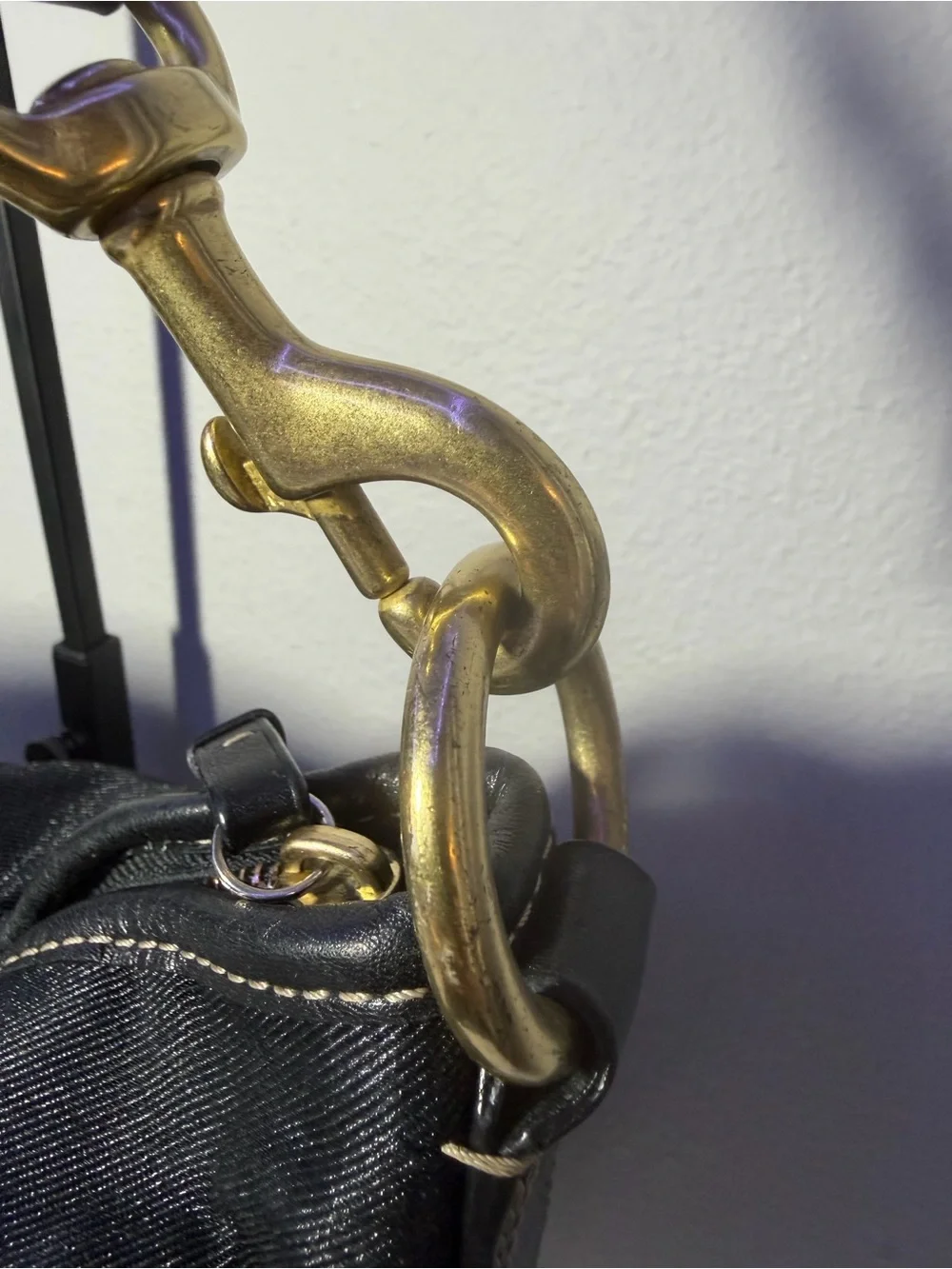 Coach Black and Gray Signature Canvas Shoulder Bag